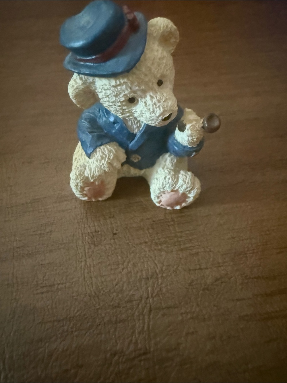 Vintage resin smoking papa bear miniature figurine from 1995, often marked J.C.